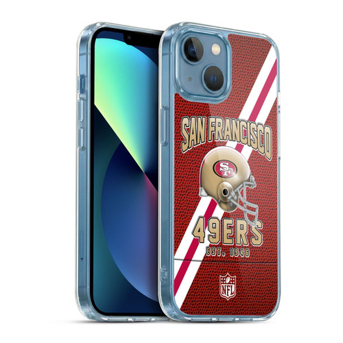 NFL San Francisco 49ers Logo Art Football Stripes Soft Gel Case for Apple iPhone 13 Mini