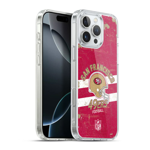 NFL San Francisco 49ers Logo Art Helmet Distressed Soft Gel Case for Apple iPhone 16 Pro Max