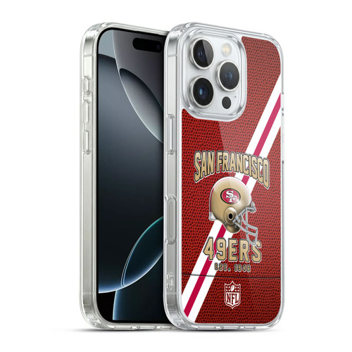 NFL San Francisco 49ers Logo Art Football Stripes Soft Gel Case for Apple iPhone 16 Pro