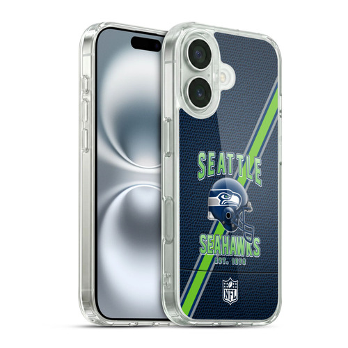 NFL Seattle Seahawks Logo Art Football Stripes Soft Gel Case for Apple iPhone 16 & MagSafe