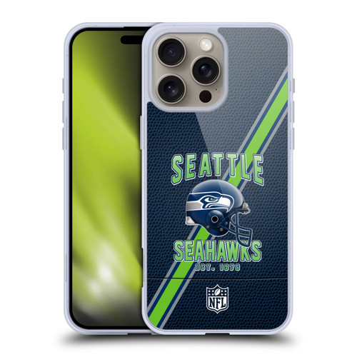 NFL Seattle Seahawks Logo Art Football Stripes Soft Gel Case for Apple iPhone 16 Pro Max