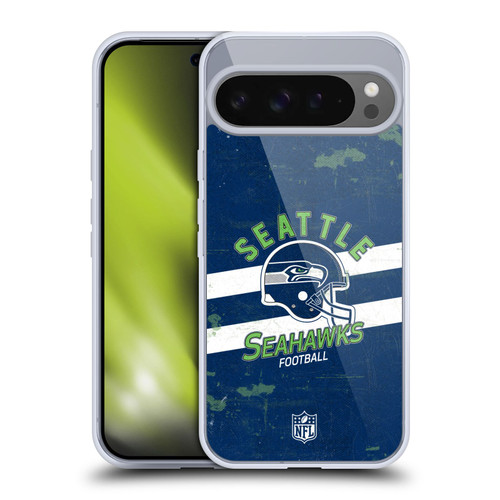 NFL Seattle Seahawks Logo Art Helmet Distressed Soft Gel Case for Google Pixel 9 Pro XL