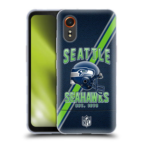 NFL Seattle Seahawks Logo Art Football Stripes Soft Gel Case for Samsung Galaxy Xcover7 5G