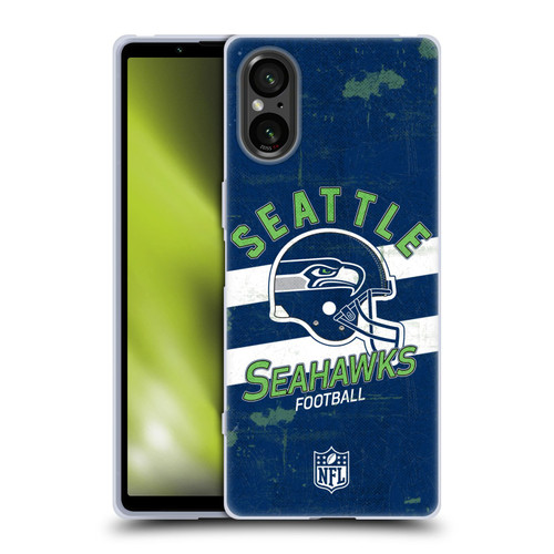 NFL Seattle Seahawks Logo Art Helmet Distressed Soft Gel Case for Sony Xperia 5 V 5G
