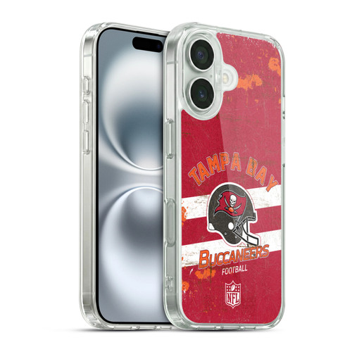 NFL Tampa Bay Buccaneers Logo Art Helmet Distressed Soft Gel Case for Apple iPhone 16 & MagSafe