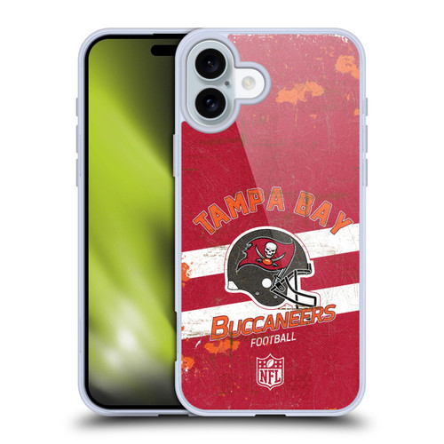 NFL Tampa Bay Buccaneers Logo Art Helmet Distressed Soft Gel Case for Apple iPhone 16 Plus