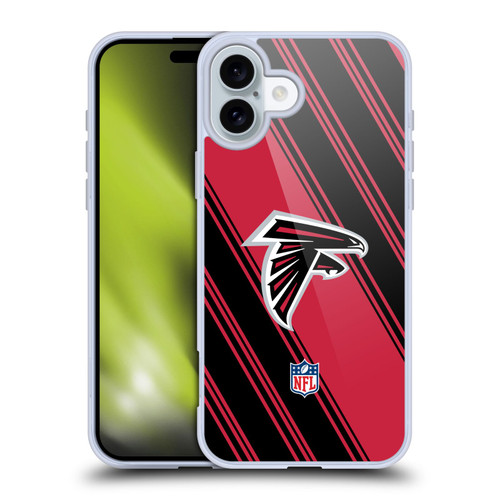 NFL Atlanta Falcons Artwork Stripes Soft Gel Case for Apple iPhone 16 Plus