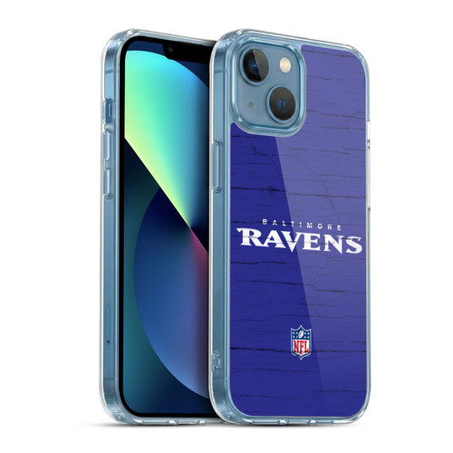 NFL Baltimore Ravens Logo Distressed Look Soft Gel Case for Apple iPhone 13 Mini