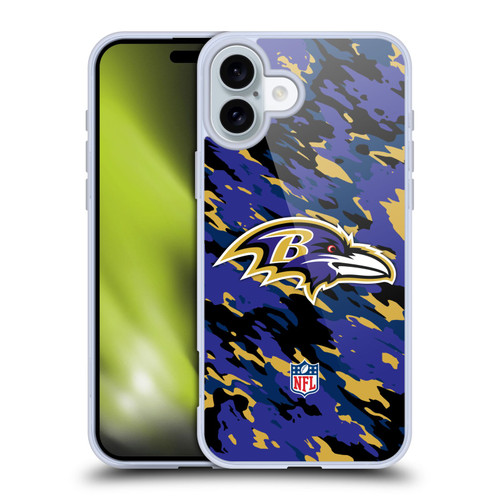 NFL Baltimore Ravens Logo Camou Soft Gel Case for Apple iPhone 16 Plus NFL Baltimore Ravens Logo Camou Soft Gel Case for Apple iPhone 16 Plus