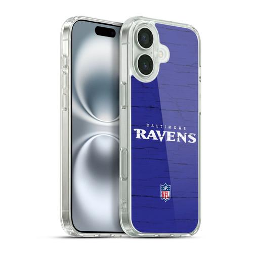 NFL Baltimore Ravens Logo Distressed Look Soft Gel Case for Apple iPhone 16 Plus