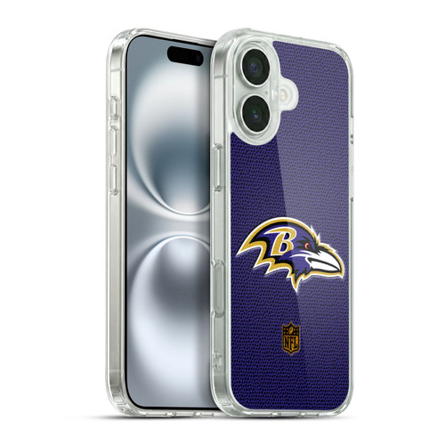 NFL Baltimore Ravens Logo Football Soft Gel Case for Apple iPhone 16 Plus