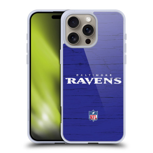 NFL Baltimore Ravens Logo Distressed Look Soft Gel Case for Apple iPhone 16 Pro Max