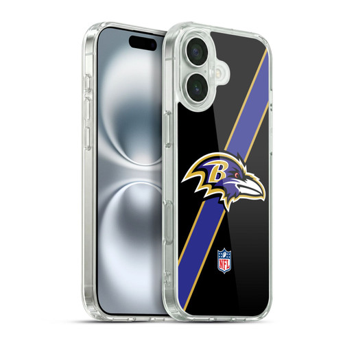 NFL Baltimore Ravens Logo Stripes Soft Gel Case for Apple iPhone 16 Plus