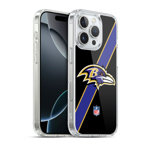 NFL Baltimore Ravens Logo Stripes Soft Gel Case for Apple iPhone 16 Pro