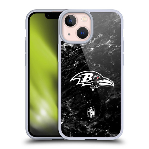 NFL Baltimore Ravens Artwork Marble Soft Gel Case for Apple iPhone 13 Mini