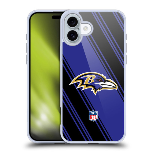 NFL Baltimore Ravens Artwork Stripes Soft Gel Case for Apple iPhone 16 Plus NFL Baltimore Ravens Artwork Stripes Soft Gel Case for Apple iPhone 16 Plus