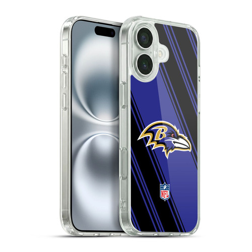 NFL Baltimore Ravens Artwork Stripes Soft Gel Case for Apple iPhone 16 Plus