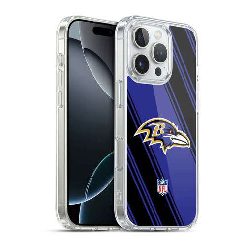 NFL Baltimore Ravens Artwork Stripes Soft Gel Case for Apple iPhone 16 Pro