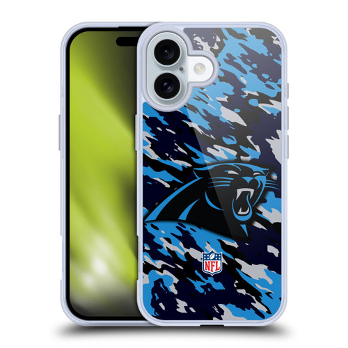 NFL Carolina Panthers Logo Camou Soft Gel Case for Apple iPhone 16