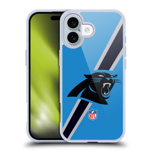 NFL Carolina Panthers Logo Stripes Soft Gel Case for Apple iPhone 16