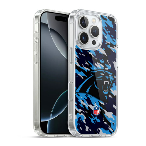 NFL Carolina Panthers Logo Camou Soft Gel Case for Apple iPhone 16 Pro & MagSafe