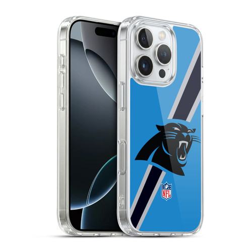 NFL Carolina Panthers Logo Stripes Soft Gel Case for Apple iPhone 16 Pro & MagSafe
