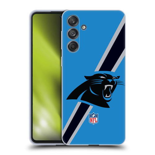 NFL Carolina Panthers Logo Stripes Soft Gel Case for Samsung Galaxy M55 5G