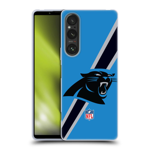 NFL Carolina Panthers Logo Stripes Soft Gel Case for Sony Xperia 1 V 5G