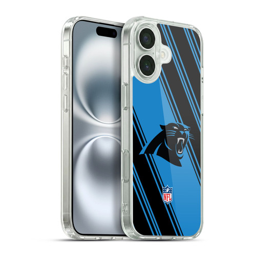 NFL Carolina Panthers Artwork Stripes Soft Gel Case for Apple iPhone 16 Plus & MagSafe