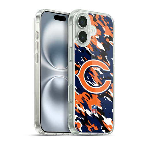 NFL Chicago Bears Logo Camou Soft Gel Case for Apple iPhone 16 Plus