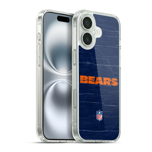 NFL Chicago Bears Logo Distressed Look Soft Gel Case for Apple iPhone 16 Plus