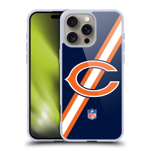NFL Chicago Bears Logo Stripes Soft Gel Case for Apple iPhone 16 Pro Max