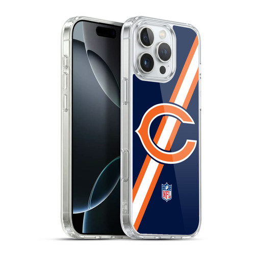 NFL Chicago Bears Logo Stripes Soft Gel Case for Apple iPhone 16 Pro Max