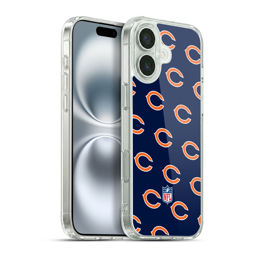 NFL Chicago Bears Artwork Patterns Soft Gel Case for Apple iPhone 16 Plus