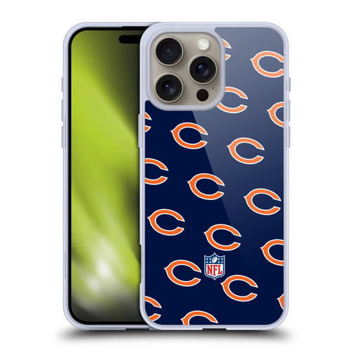 NFL Chicago Bears Artwork Patterns Soft Gel Case for Apple iPhone 16 Pro Max