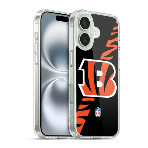 NFL Cincinnati Bengals Logo Stripes Soft Gel Case for Apple iPhone 16 & MagSafe