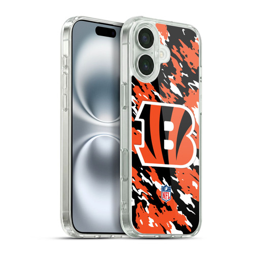 NFL Cincinnati Bengals Logo Camou Soft Gel Case for Apple iPhone 16 Plus & MagSafe