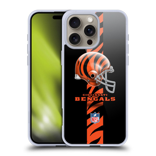NFL Cincinnati Bengals Logo Helmet Soft Gel Case for Apple iPhone 16 Pro Max