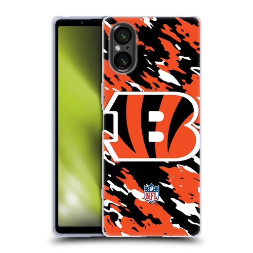 NFL Cincinnati Bengals Logo Camou Soft Gel Case for Sony Xperia 5 V 5G