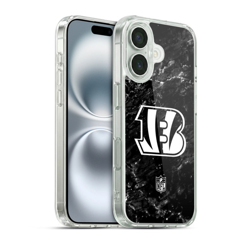 NFL Cincinnati Bengals Artwork Marble Soft Gel Case for Apple iPhone 16 & MagSafe