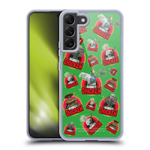 Robot Chicken Graphics Icons Soft Gel Case for Samsung Galaxy S22+ 5G