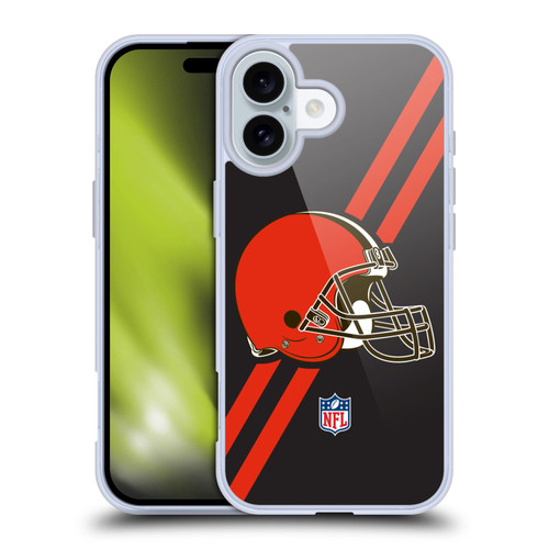 NFL Cleveland Browns Logo Stripes Soft Gel Case for Apple iPhone 16