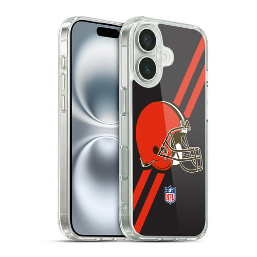 NFL Cleveland Browns Logo Stripes Soft Gel Case for Apple iPhone 16 & MagSafe
