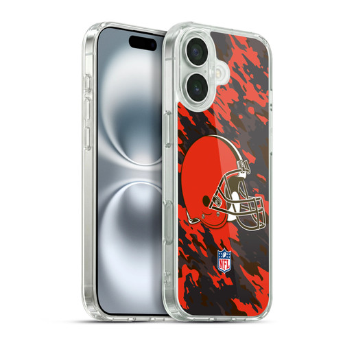 NFL Cleveland Browns Logo Camou Soft Gel Case for Apple iPhone 16 Plus & MagSafe