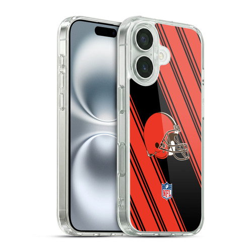 NFL Cleveland Browns Artwork Stripes Soft Gel Case for Apple iPhone 16 & MagSafe