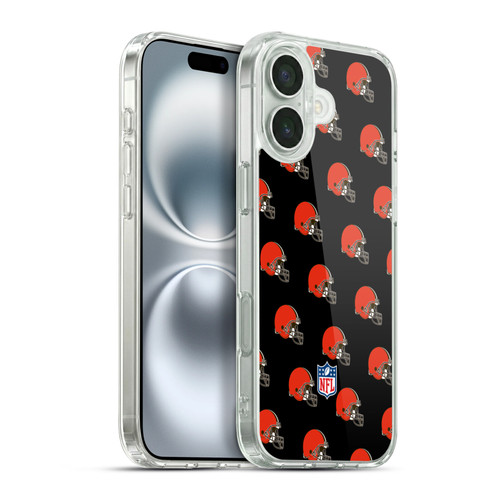 NFL Cleveland Browns Artwork Patterns Soft Gel Case for Apple iPhone 16 Plus & MagSafe
