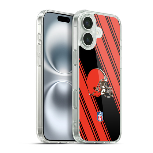 NFL Cleveland Browns Artwork Stripes Soft Gel Case for Apple iPhone 16 Plus & MagSafe