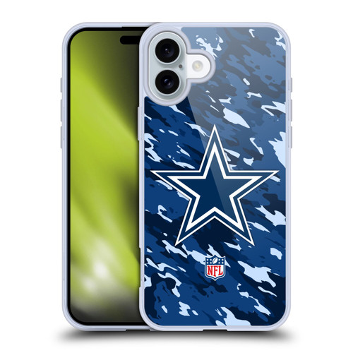NFL Dallas Cowboys Logo Camou Soft Gel Case for Apple iPhone 16 Plus