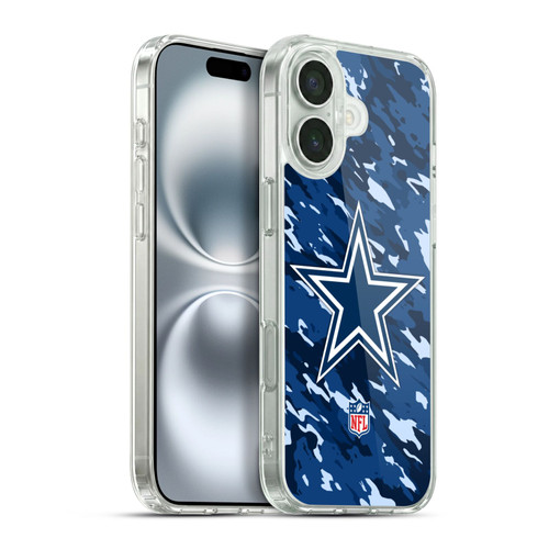 NFL Dallas Cowboys Logo Camou Soft Gel Case for Apple iPhone 16 Plus