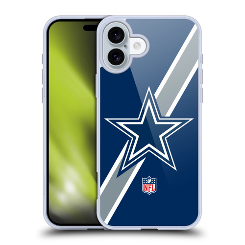 NFL Dallas Cowboys Logo Stripes Soft Gel Case for Apple iPhone 16 Plus